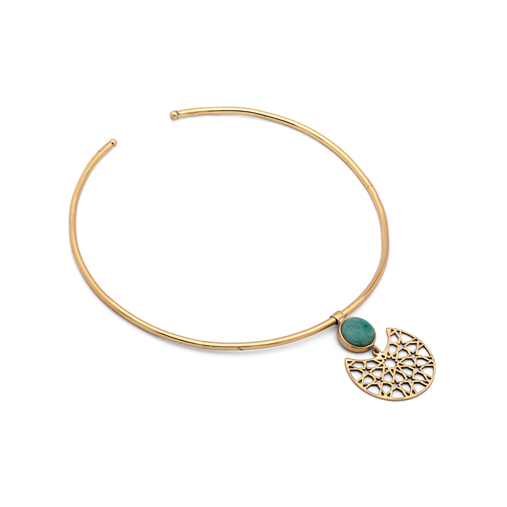 Brass Necklace| Aventurine Necklace| Gemstone Necklace| Handmade