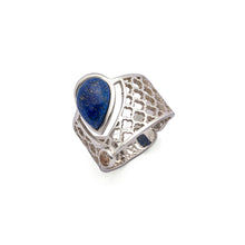 Load image into Gallery viewer, Lapis Lazuli Ring | Silver Ring | Geometric Ring | Pietra Dura