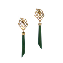 Load image into Gallery viewer, Brass Earrings| Nephrite Jade Earrings| Islamic Geometric Patterns