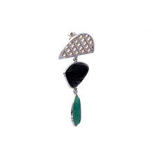 Load image into Gallery viewer, Silver Earrings| Jasper Earrings| Islamic Geometric Patterns| Pietra Dura