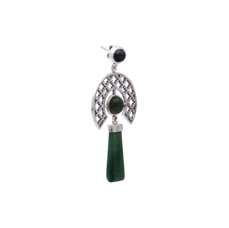 Silver Earrings| Nephrite Jade Earrings| Islamic Geometric Patterns| Pietra Dura