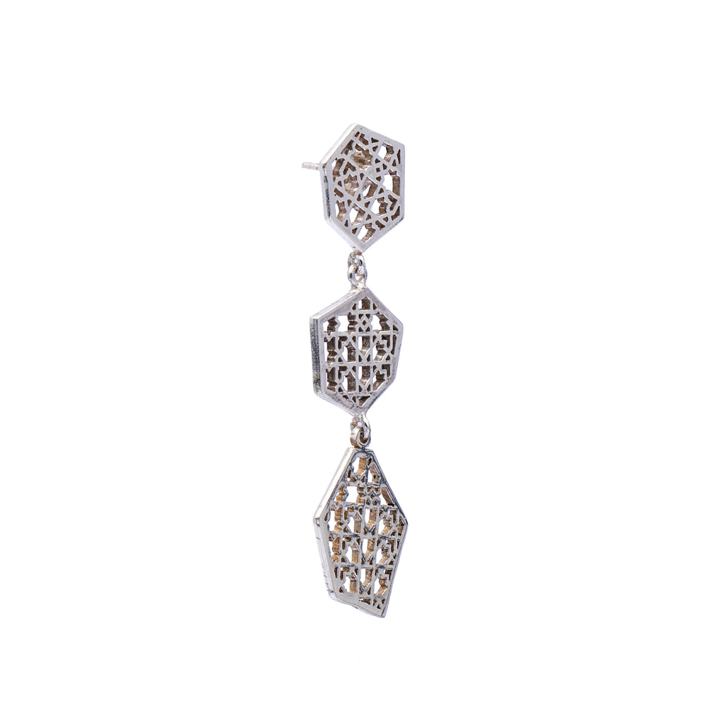 Silver Earrings | Islamic Geometric Patterns| Pietra Dura