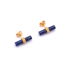 Load image into Gallery viewer, Luxe Lapis Lazuli - Silver Gold Plated Earrings