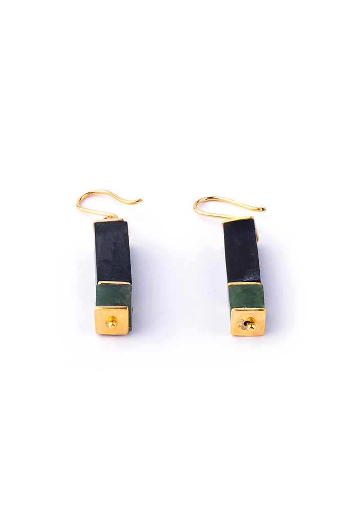 Brass Earrings| Jasper Earrings | Nephrite Jade Earrings