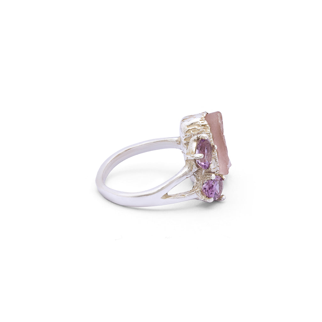 Silver Ring| Amethyst Ring| Rose Quartz Ring