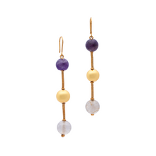 Load image into Gallery viewer, Celestial Starburst Drops - Amethyst And Quartz Earrings