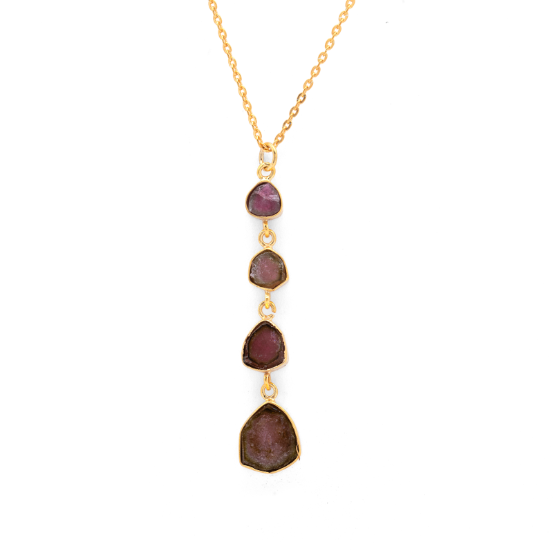 Ethereal Crystal Cascade - Natural Tourmaline Necklace