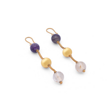 Load image into Gallery viewer, Celestial Starburst Drops - Amethyst And Quartz Earrings
