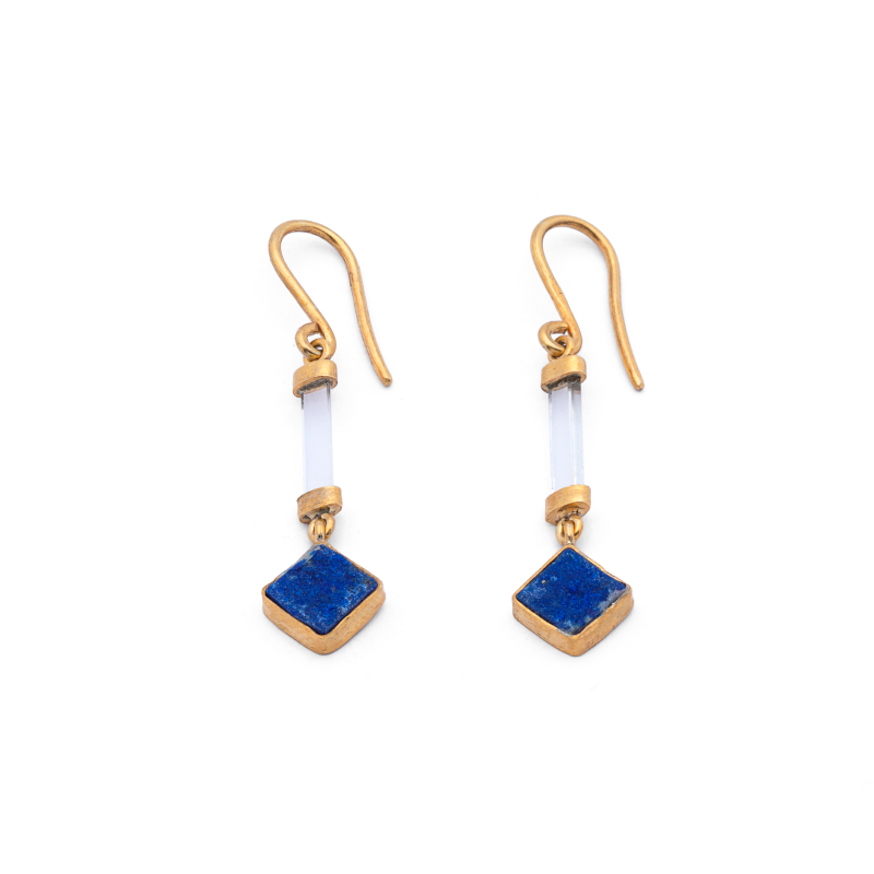 Azure Sky Stud Earrings - Natural Lapis Lazuli Earrings