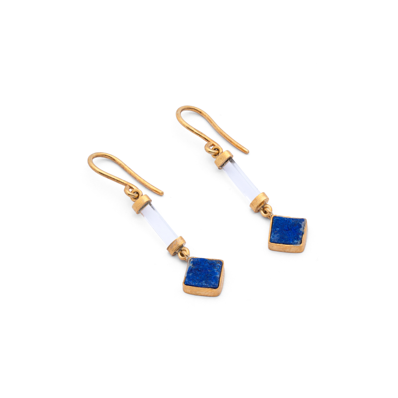 Azure Sky Stud Earrings - Natural Lapis Lazuli Earrings
