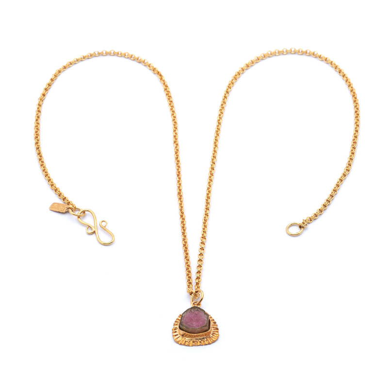 Golden Dreams Medallion - Natural Tourmaline Necklace