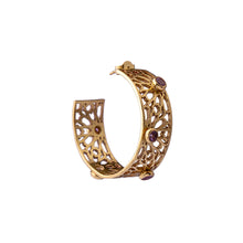 Load image into Gallery viewer, Amethyst Earrings | Brass Earrings | Geometric Patterns | Sheesh Mahal