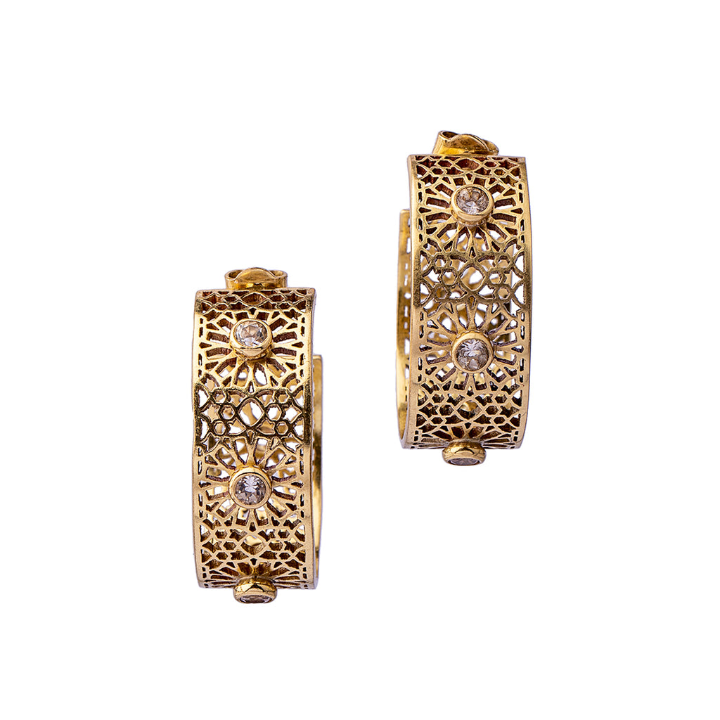 Topaz Earrings | Brass Earrings | Geometric Patterns | Sheesh Mahal