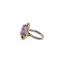 Load image into Gallery viewer, Silver ring with amethyst and red sapphire