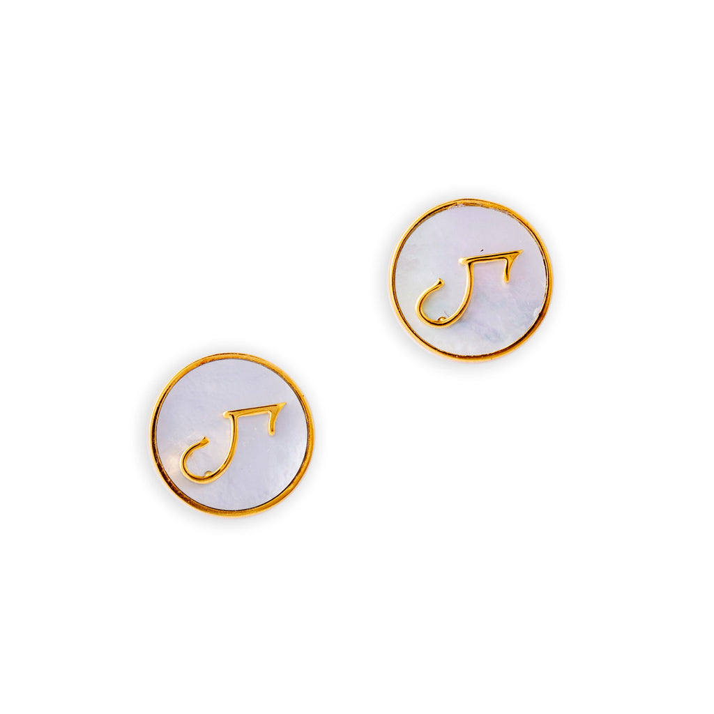 Urdu Harf/Hurf Earrings| Mother of Pearl| Brass Earrings| Kaf