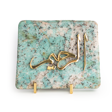 Load image into Gallery viewer, Islamic calligraphy, home decoration, brass and amazonite stone