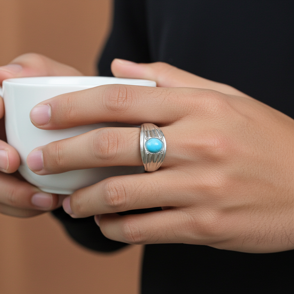 Oceanic Whispers - Natural Turquoise Ring