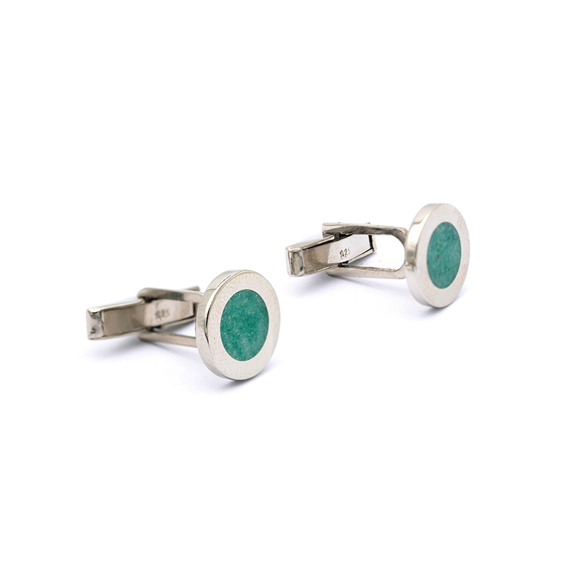 Haze -   Aventurine Silver Cufflinks for Men