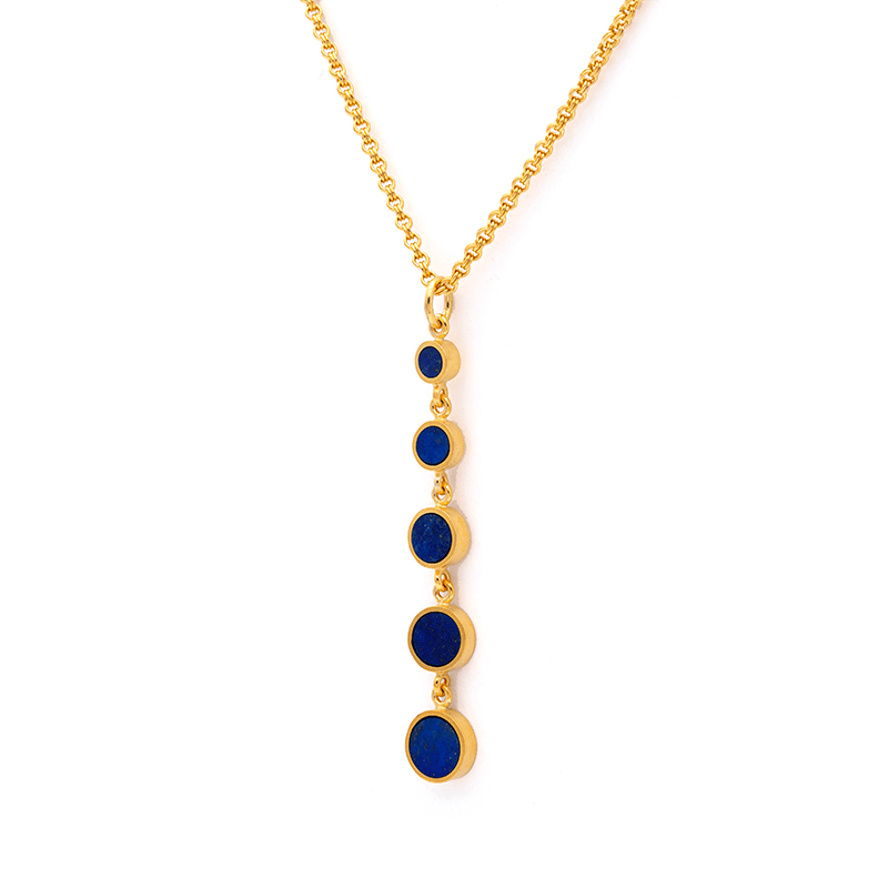 Koh-e Asamai - Silver Gold Plated Lapis Lazuli Necklace