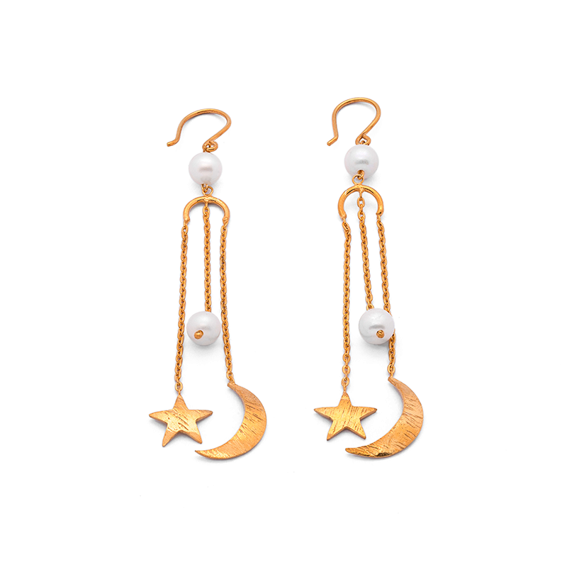 Silver Earrings| Pearl Earrings| | Chand Tara