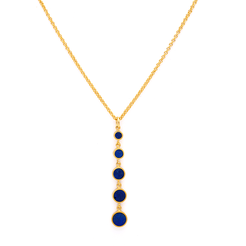 Koh-e Asamai - Silver Gold Plated Lapis Lazuli Necklace