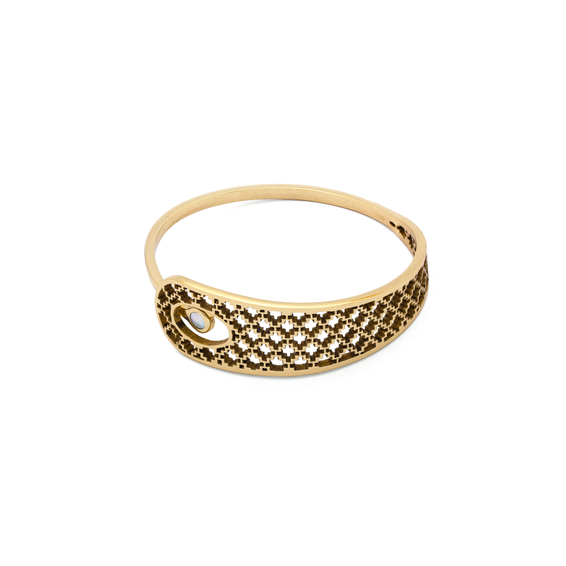 Brass Bracelet | Pearl Bracelet | Geometric Patterns Bracelet
