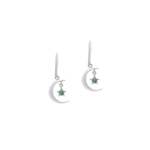 Silver nephrite Earring Cresent