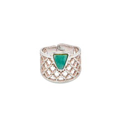 Aventurine Ring | Silver Ring | Geometric Ring | Pietra Dura