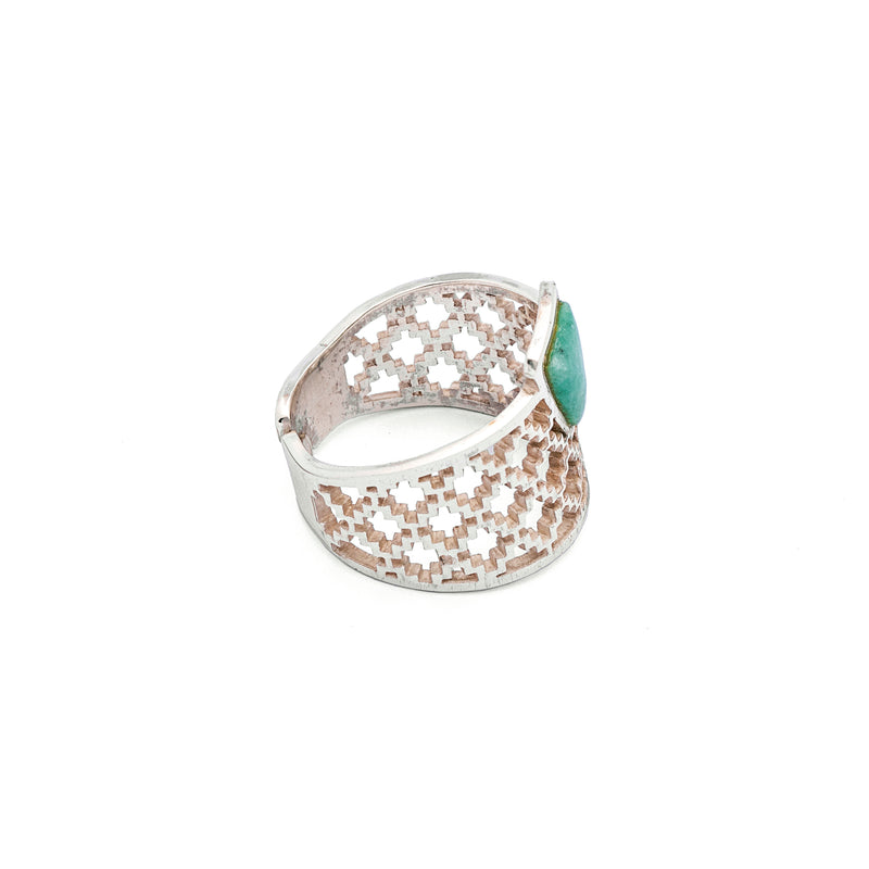 Aventurine Ring | Silver Ring | Geometric Ring | Pietra Dura