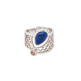 Mughal Splendor - Silver Citrine/Lapis Lazuli Ring