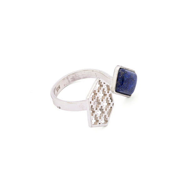 Lapis Lazuli Ring | Silver Ring | Geometric Ring | Pietra Dura
