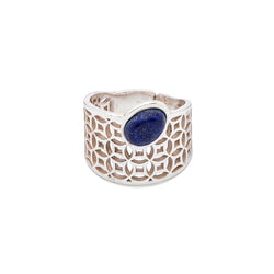 Lapis Lazuli Ring | Silver Ring | Geometric Ring | Pietra Dura