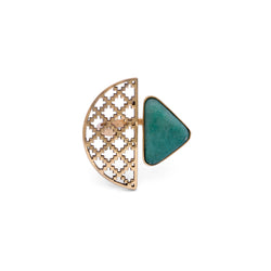 Aventurine Ring | Brass Ring | Geometric Ring | Pietra Dura