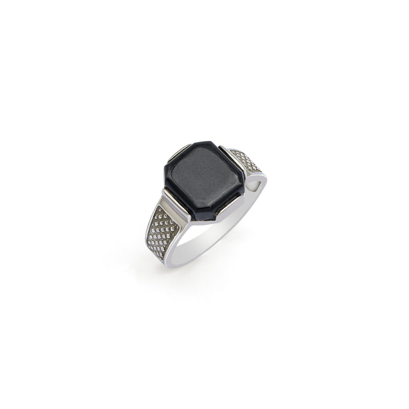 Black Jasper Silver Ring