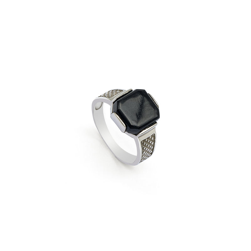 Black Jasper Silver Ring