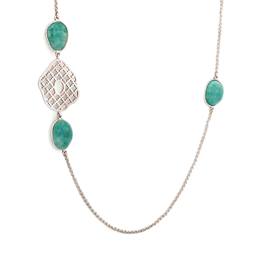 Silver Necklace| Aventurine Necklace| Gemstone Necklace| Handmade