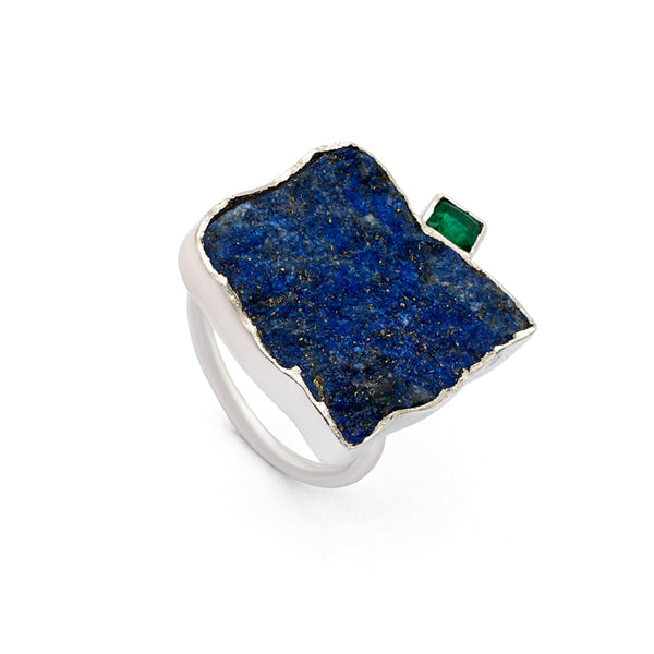 Qudrat - Lapis Lazuli and Emerald Ring | Rani | Orah Jewels