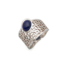 Load image into Gallery viewer, Lapis Lazuli Ring | Silver Ring | Geometric Ring | Pietra Dura