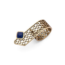 Load image into Gallery viewer, Lapis Lazuli Ring | Brass Ring | Geometric Ring | Pietra Dura