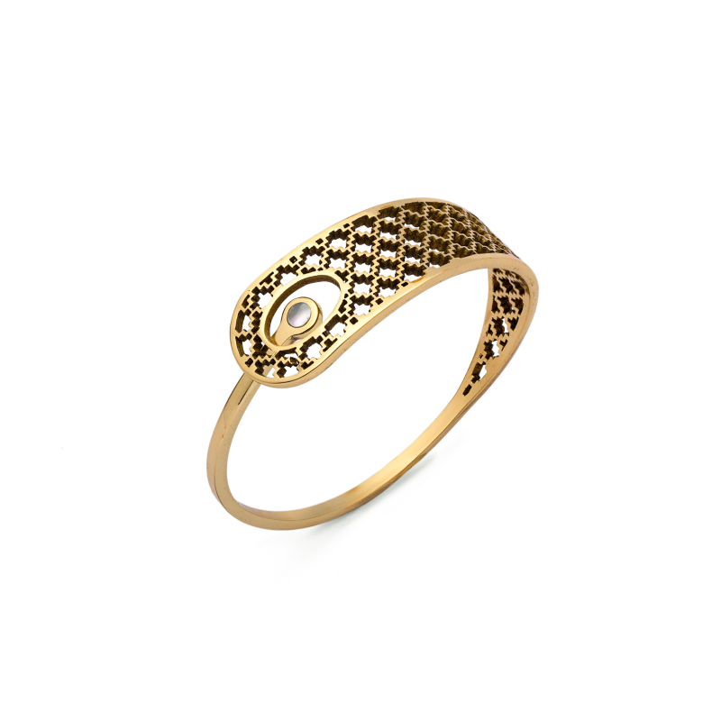 Brass Bracelet | Pearl Bracelet | Geometric Patterns Bracelet
