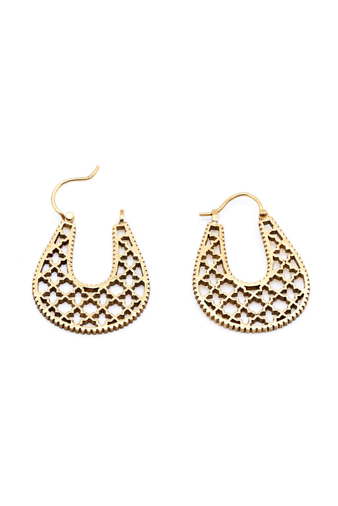 Sheesh Mahal-e-Rukh- Brass Earrings