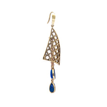Load image into Gallery viewer, Brass Earrings| Lapis Lazuli Earrings| Islamic Geometric Patterns| Pietra Dura