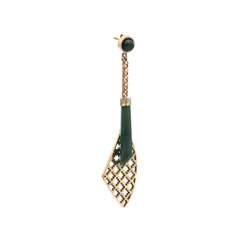 Brass Earrings| Nephrite Jade Earrings| Islamic Geometric Patterns| Pietra Dura