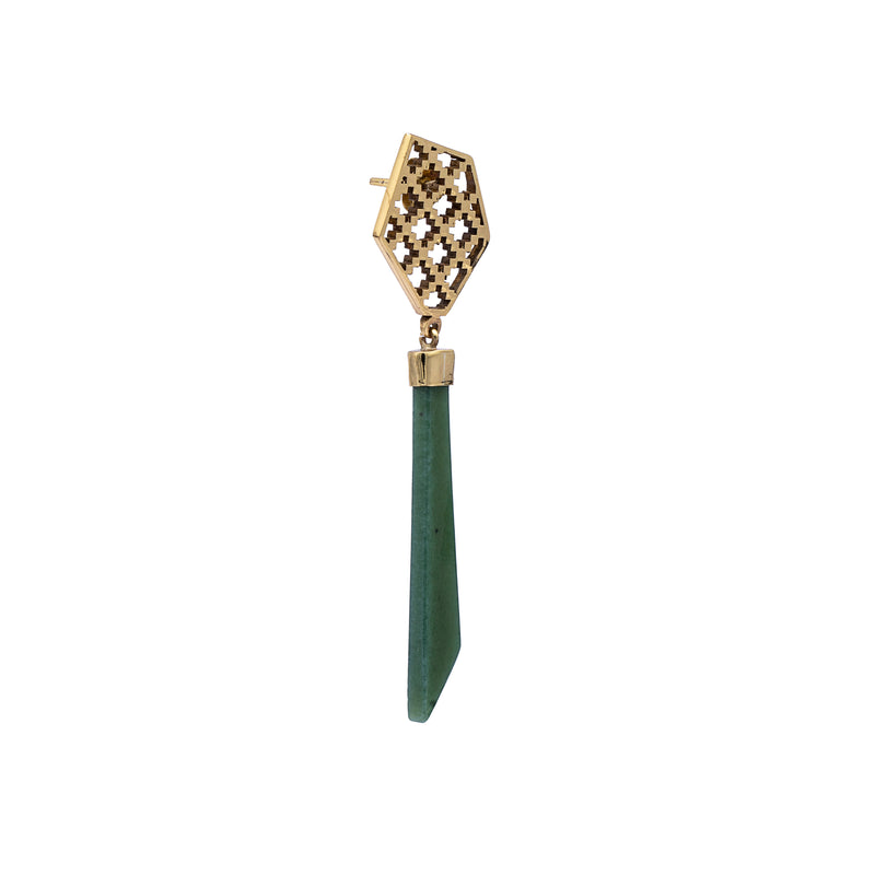 Brass Earrings| Nephrite Jade Earrings| Islamic Geometric Patterns