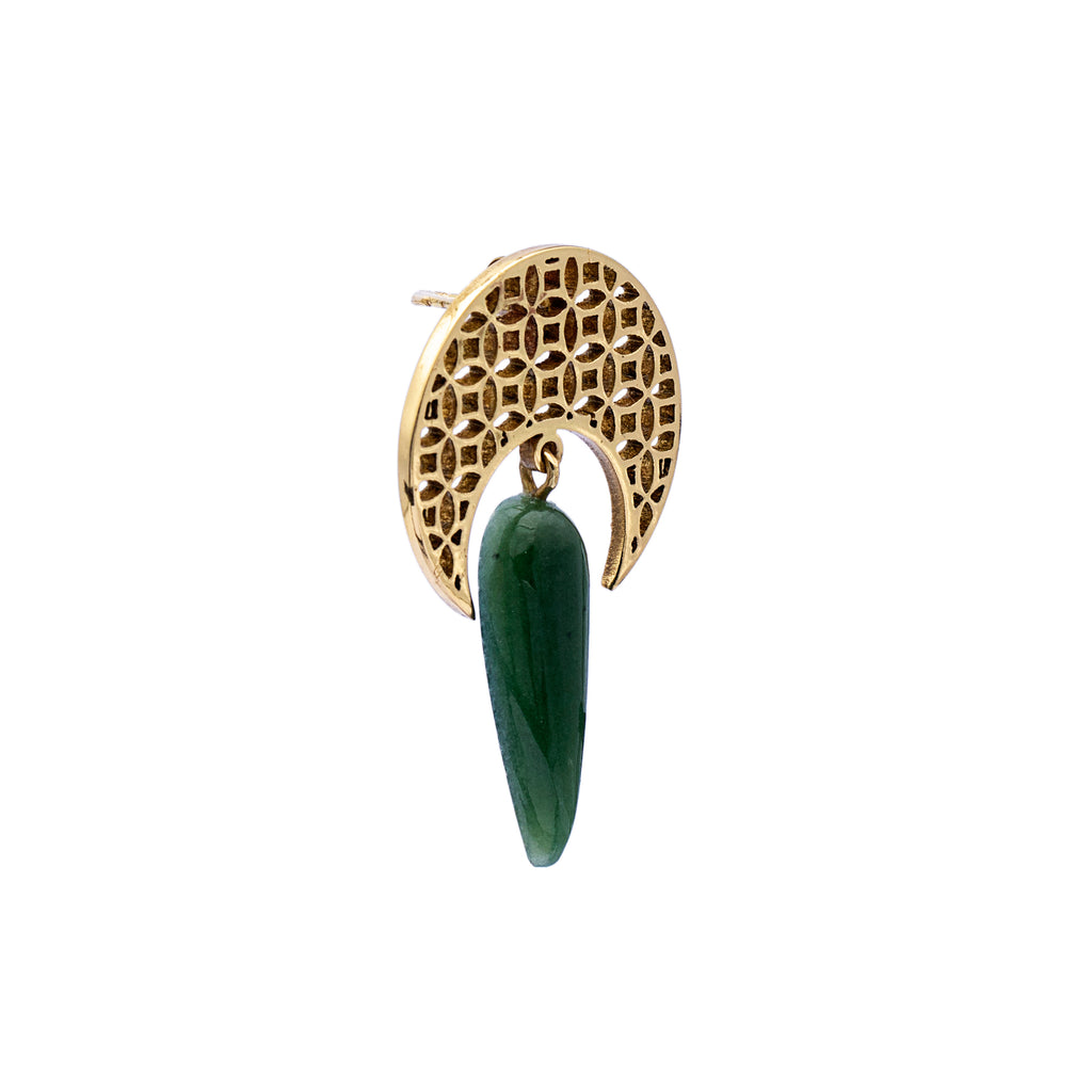 Brass Earrings| Nephrite Jade Earrings| Islamic Geometric Patterns| Pietra Dura