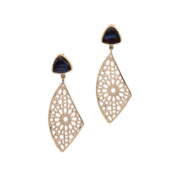 Brass Earrings| Tiger Iron Earrings| Islamic Geometric Patterns| Pietra Dura