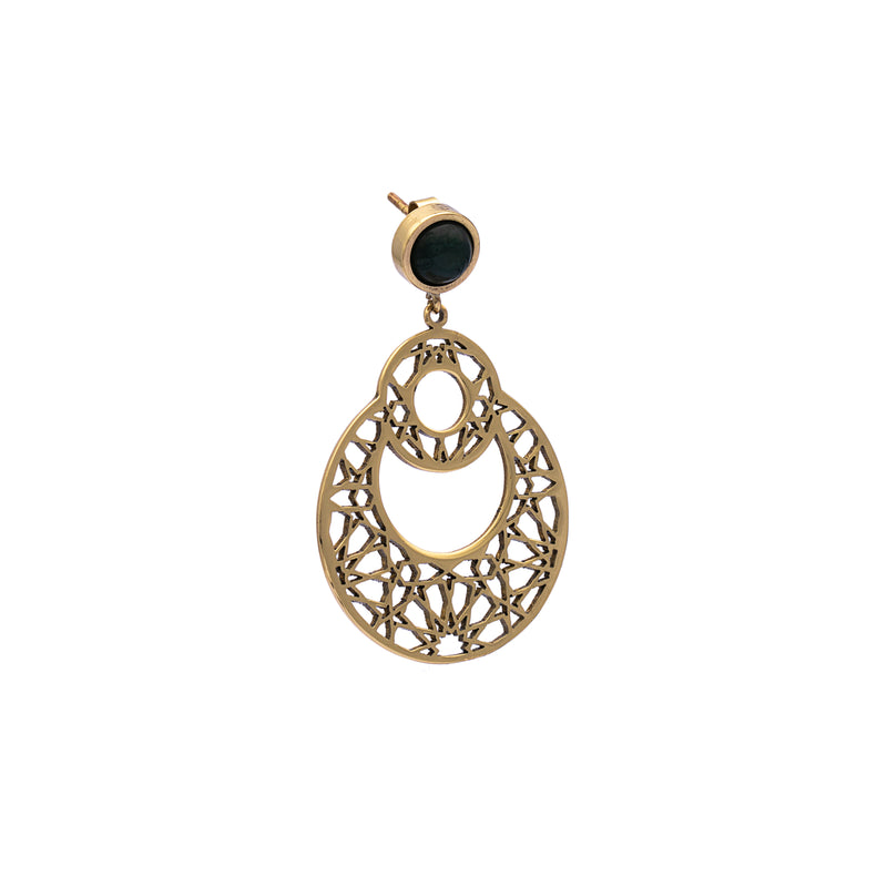 Brass Earrings| Nephrite Jade Earrings| Islamic Geometric Patterns| Pietra Dura