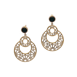 Brass Earrings| Nephrite Jade Earrings| Islamic Geometric Patterns| Pietra Dura