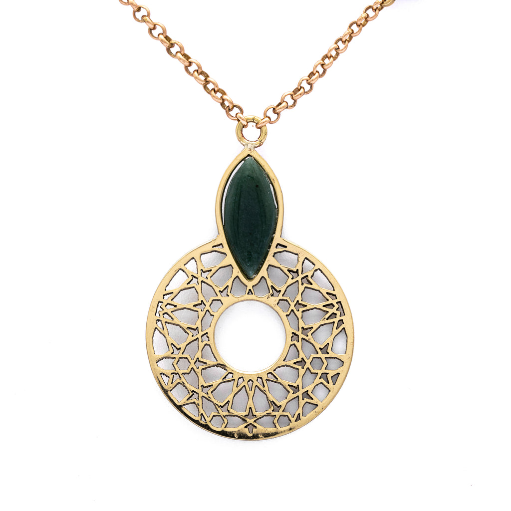 Jade Necklace| Brass Necklace| Gemstone Necklace| Handmade