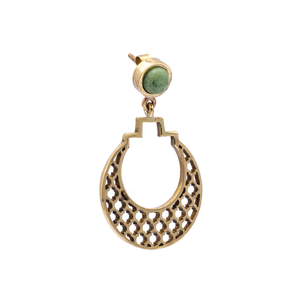 Brass Earrings| Aventurine Earrings| Islamic Geometric Patterns| Pietra Dura